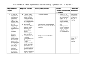 Colaiste Choilm School Improvement Plan for Literacy, September
