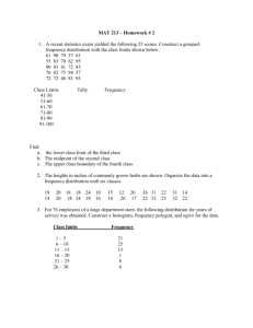MAT 213 – Homework # 2 A recent statistics exam yielded the