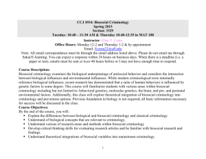 CCJ 4934: Biosocial Criminology