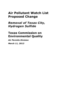 Air Pollutant Watch List Proposed Change, Removal of Texas City