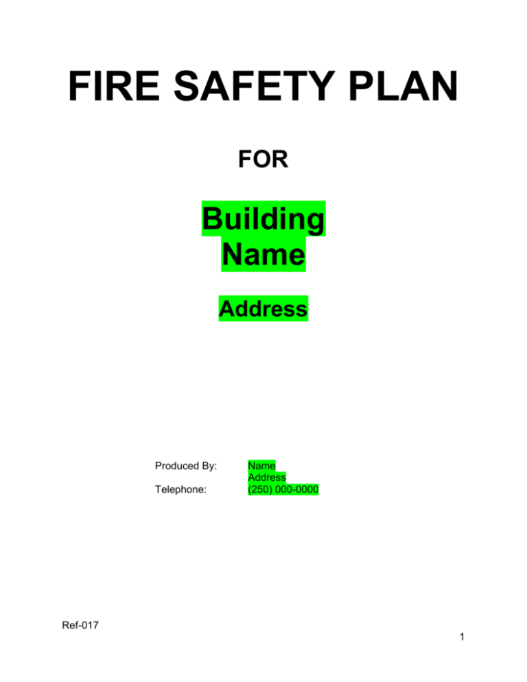 Fire Safety Plan Template