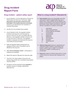 Drug incident report form