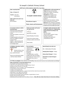 Half term information sheet for my class