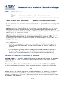 Maternal Fetal Medicine Clinical Privileges