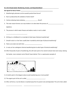 Ch. 10-12 Study Guide: Weathering, Erosion, and DepositionName