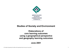 Elaborations of core learning outcomes using a geographical