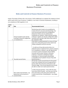 Risks and Controls in Finance Business Processes