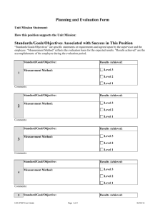 Planning and Evaluation Form - Human Resource Services