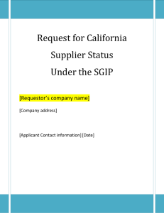Request for California Supplier Status