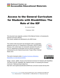 Access to the General Curriculum for Students with Disabilities: The