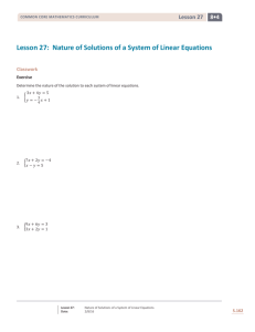 Lesson 27: Nature of Solutions of a System of Linear