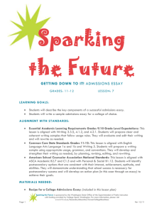 Sparking the Future Grades 11-12 Lesson 7 Admissions Essay