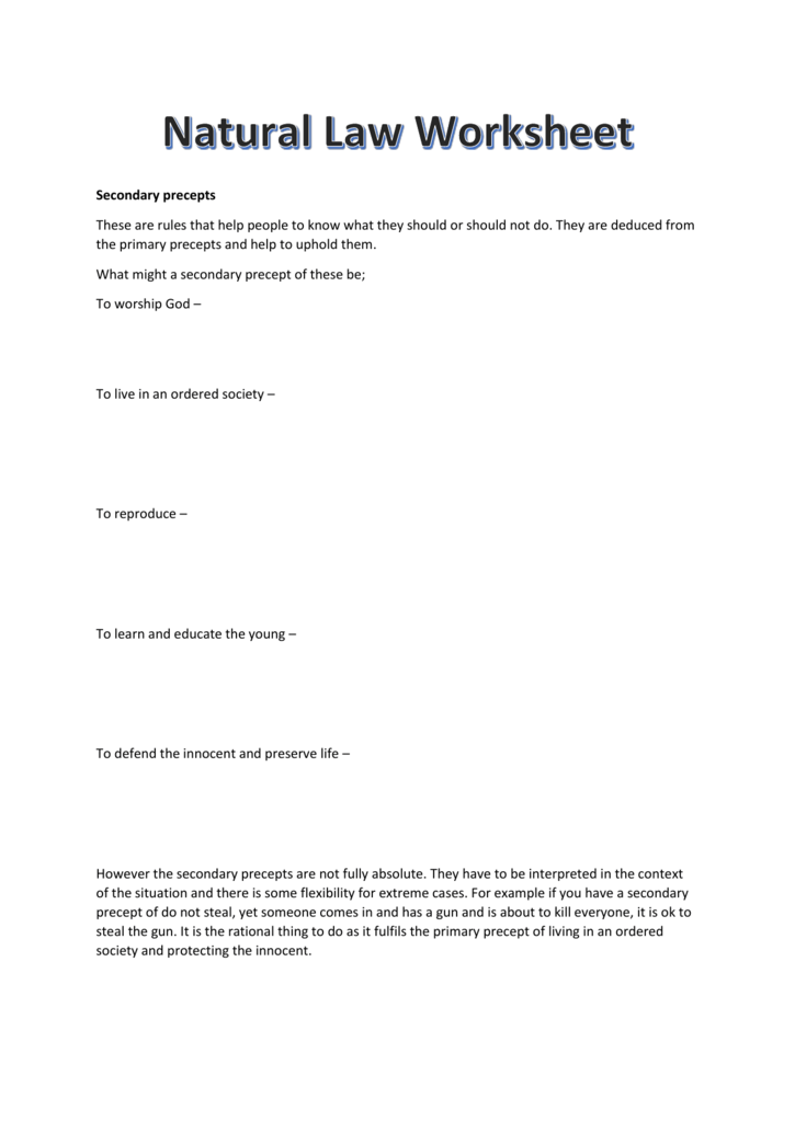 natural-law-worksheet