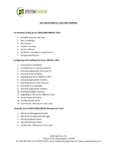 SQL SERVER 2008 R2 / 2012 DBA TRAINING An Overview of SQL