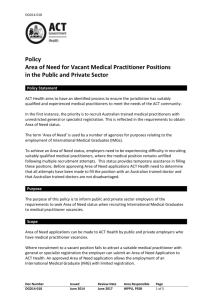 Area of Need for Vacant Medical Practitioner Positions
