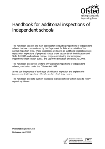 Handbook for additional inspections of independent schools