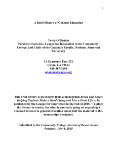 History of General Education - Central Piedmont Community College