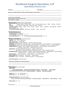 Adult Medical History Form - Northwest Surgical Specialists