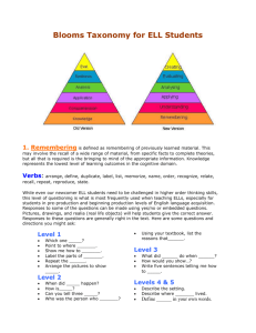 Blooms Taxonomy for ELL Students