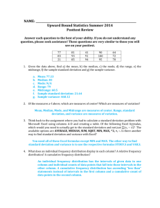 Upward Bound Statistics Summer 2014 Posttest Review