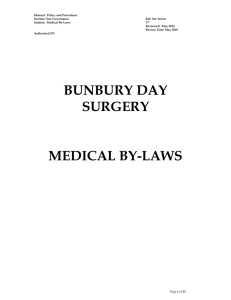 Medical By-Laws - Bunbury Day Surgery