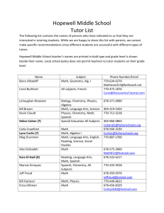 Hopewell Middle School Tutor List
