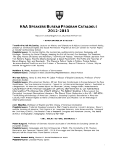 HAA Speakers Bureau Program Catalogue 2012