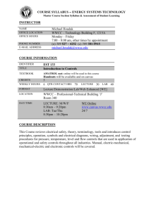 COURSE SYLLABUS – ENERGY SYSTEMS TECHNOLOGY Master