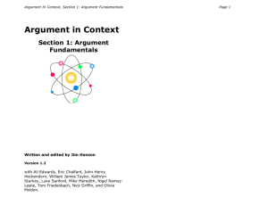 Chapter 1 INTRODUCTION TO ARGUMENTATION