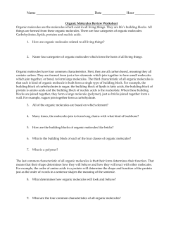 Integrated Science 1: Chapter 6 Organic Molecule Review Name