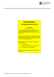 Subcontract Agreement (UQ engaging subcontractor)