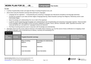 Languages Work Plan - Queensland Curriculum and Assessment