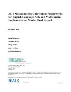 Massachusetts Curriculum Frameworks Implementation Study: Final