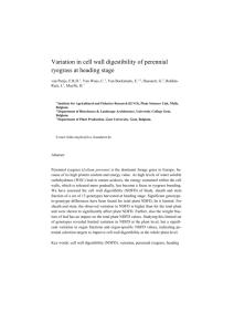 Variation in cell wall digestibility of perennial ryegrass at heading