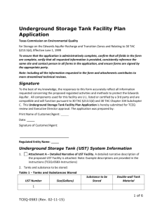 Underground Storage Tank Facility Plan Application