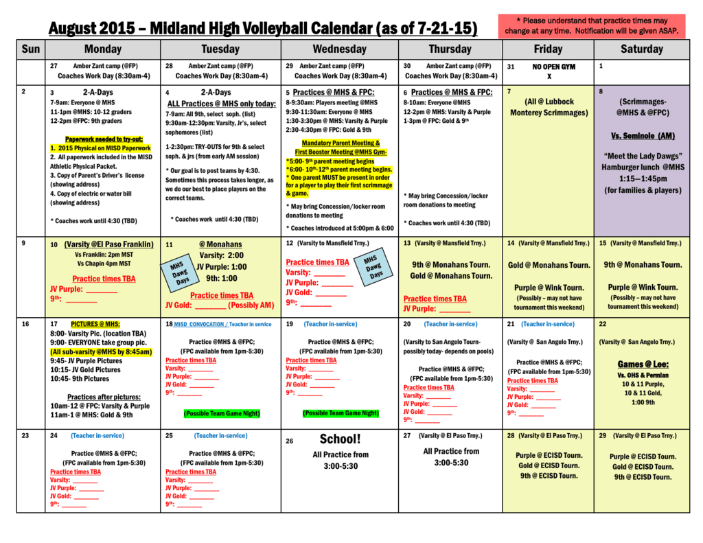 August 2015 MHS VB Calendar (as of 7-20-15)