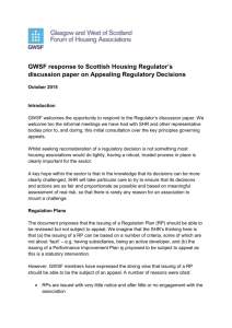 GWSF`s September 2015 response to the Regulator`s consultation