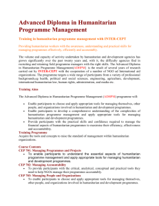 Advanced Diploma in Humanitarian Programme