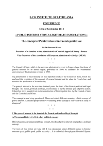 The concept of Public Interest in French public law