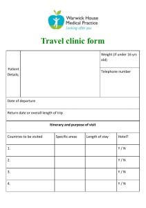 Travel clinic form - Warwick House Medical Centre