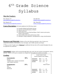 6th Grade Science Syllabus