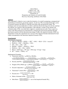 CHEM 111 Honors Experiment 18 Lab Report