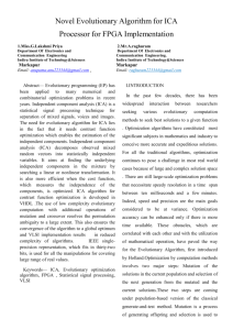 Novel Evolutionary Algorithm for ICA Processor for FPGA