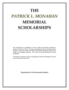 2015 Patrick L. Monahan Memorial Scholarship application form