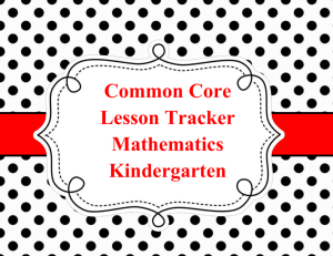 Common Core Lesson Tracker Mathematics Kindergarten Counting