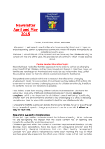 Newsletter - Avonhead Montessori Preschool