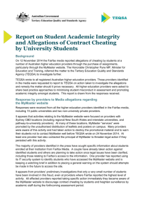 Report on Student Academic Integrity and Allegations of Contract