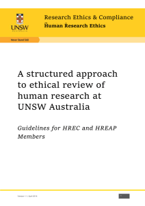 A structured approach to ethical review of human research at UNSW