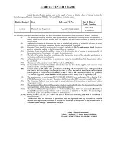 limited tender # 04/2014 - National Institute for Biotechnology and