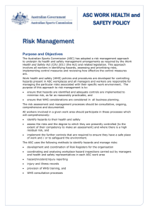 WHS Risk Management Policy - Australian Sports Commission